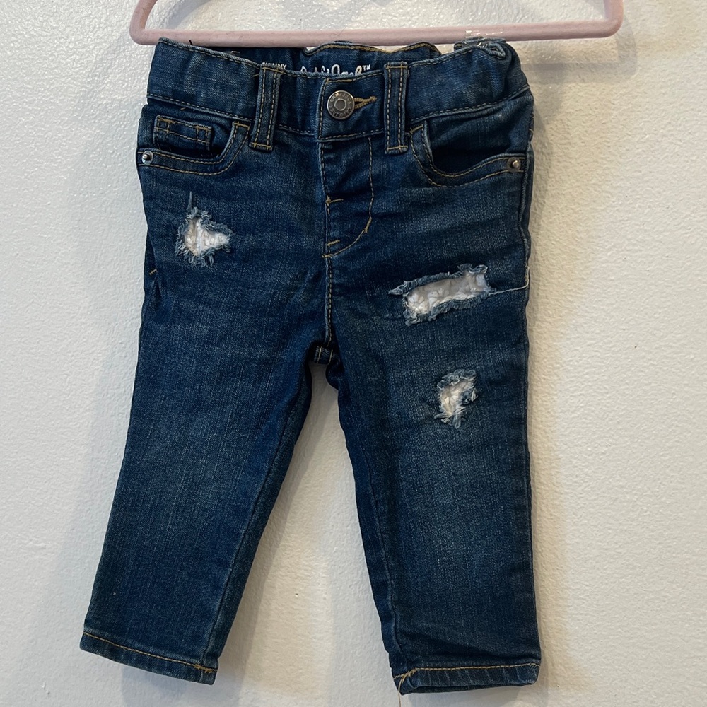 Cat & Jack Dark Blue Distressed Jeans 12 months